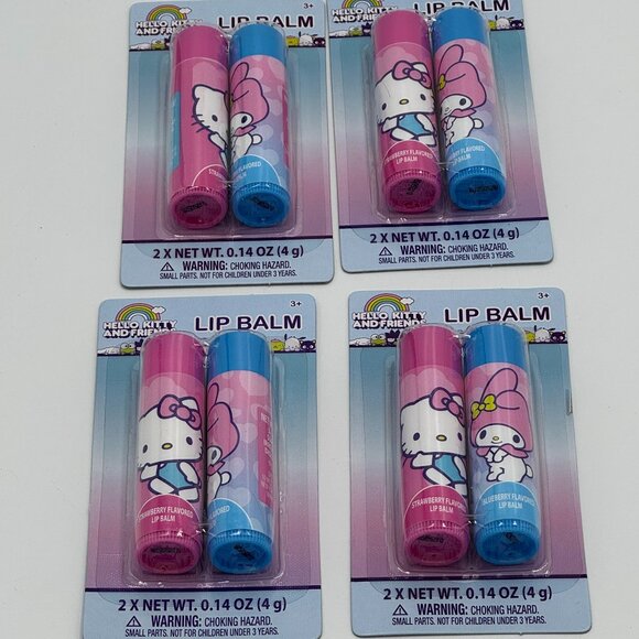 8 Hello Kitty Flavored Lip Balms Strawberry & Blueberry - Picture 1 of 1